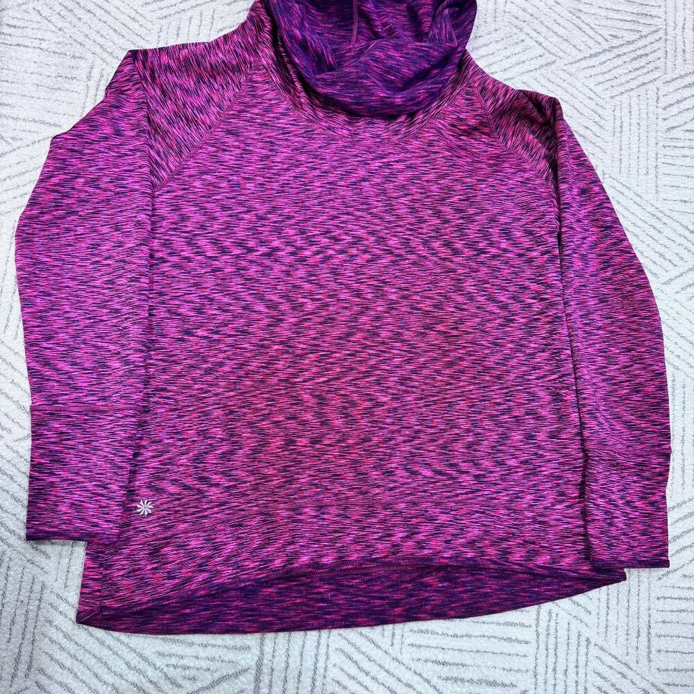 Athleta pink and purple striped cowl neck sweatshirt 1x